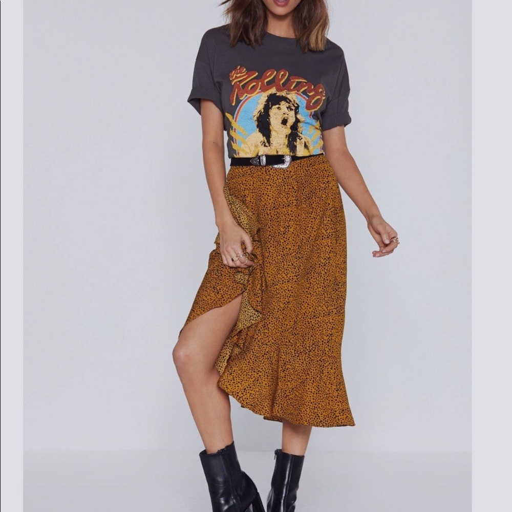 Nasty gal ruffle spotty midi skirt